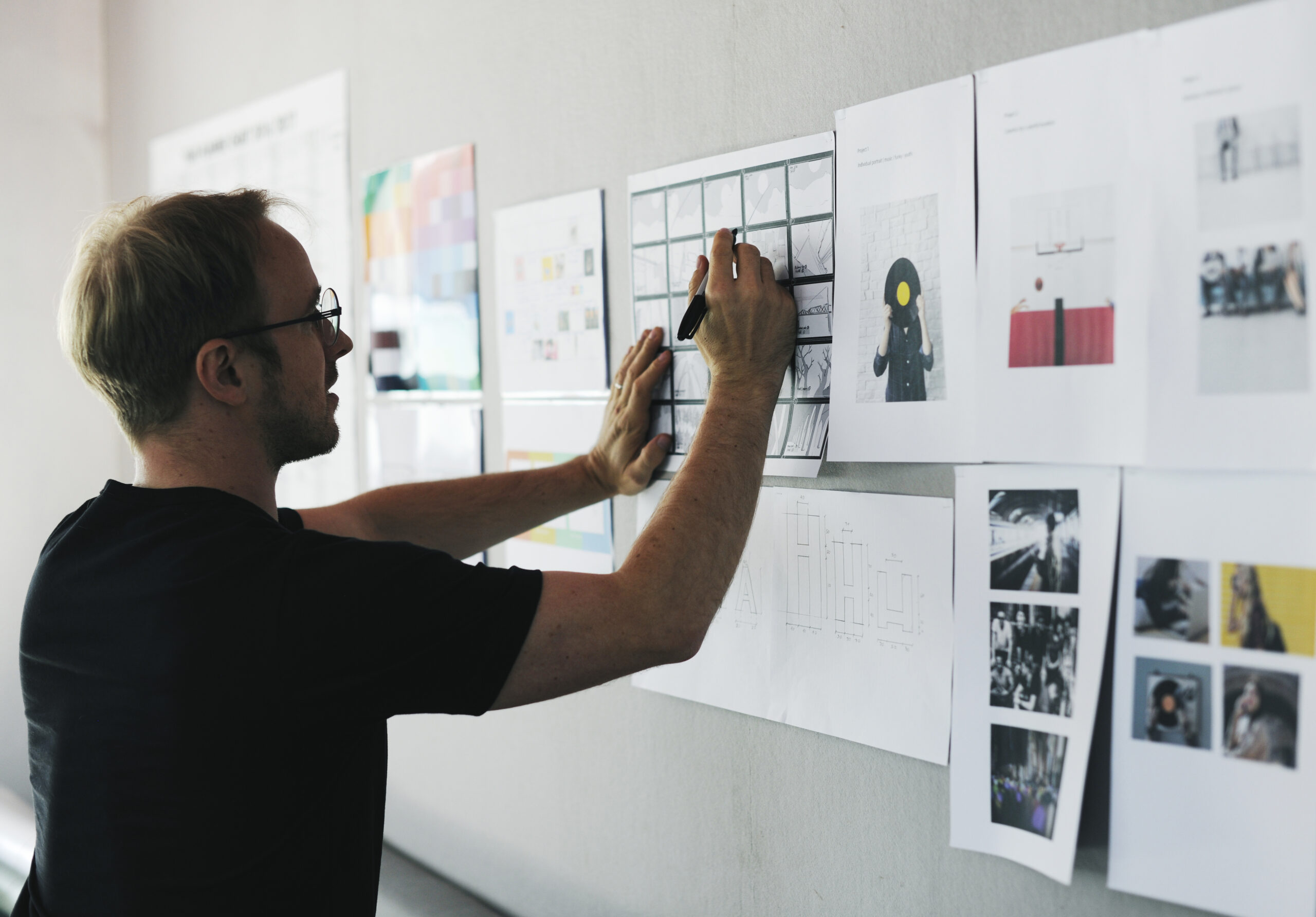 Startup businessman working on a board